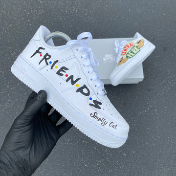 Custom Air Force 1 White With Friends And Smelly Cat Patterns-oicustom