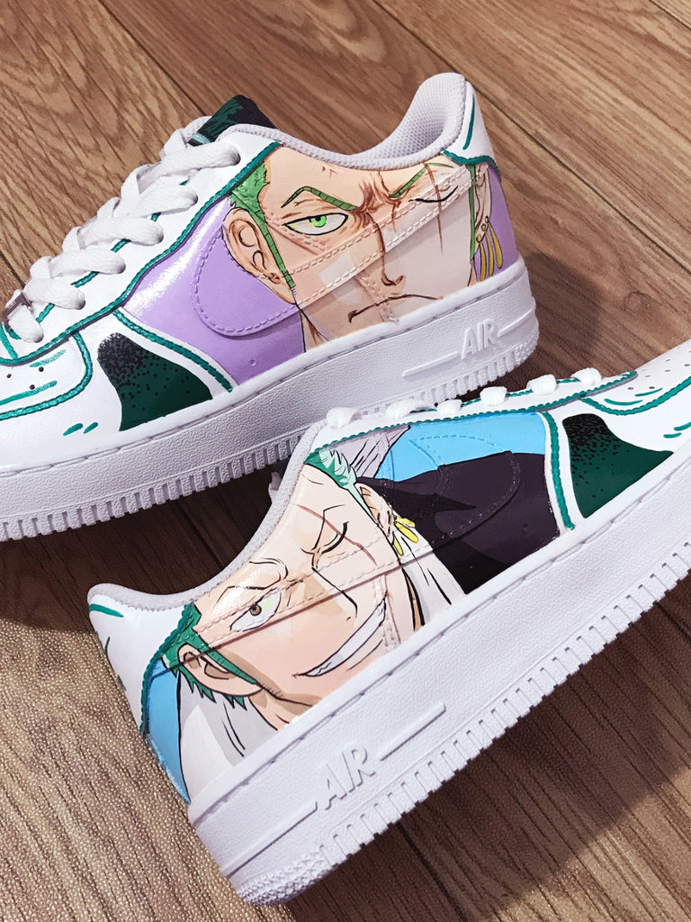 Custom Air Force 1 White With Green And Purple Anime Character Design-oicustom
