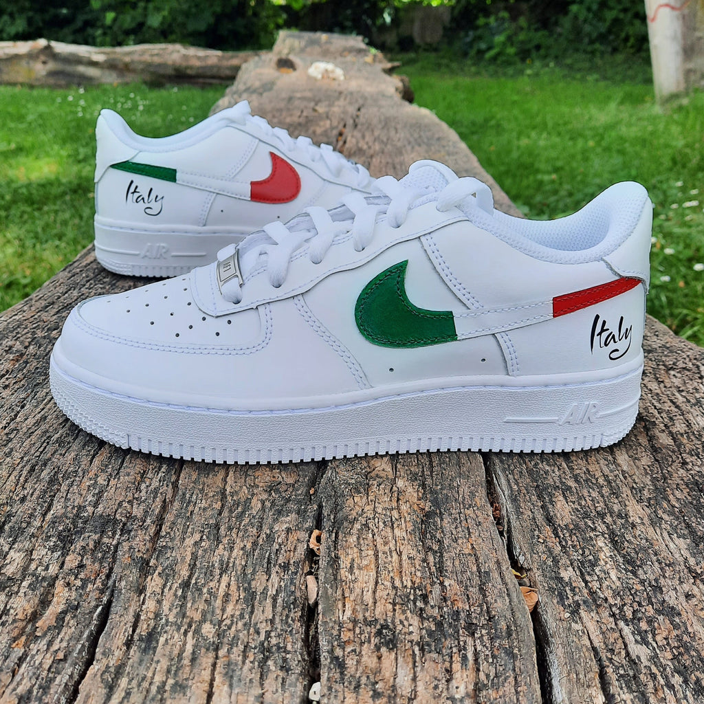 Custom Air Force 1 White With Green Red Accents-oicustom
