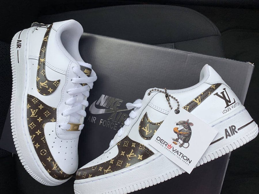 Custom Air Force 1 White With LV Logo-oicustom