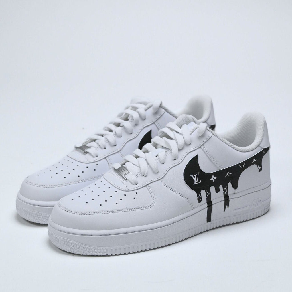 Custom Air Force 1 White With LV Logo Drip Design-oicustom
