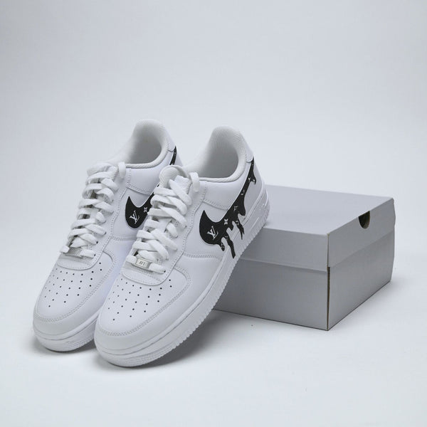 Custom Air Force 1 White With LV Logo Drip Design-oicustom