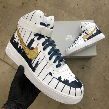 Custom Air Force 1 White With Piano Keys And Gold Swoosh-oicustom