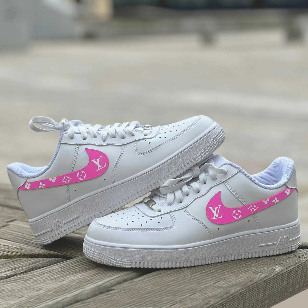 Custom Air Force 1 White With Pink LV Patterns-oicustom
