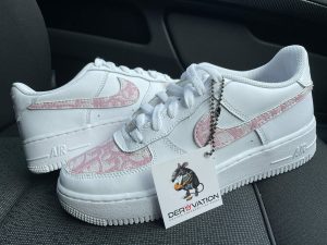 Custom Air Force 1 White With Pink Pattern And Dior Logo-oicustom