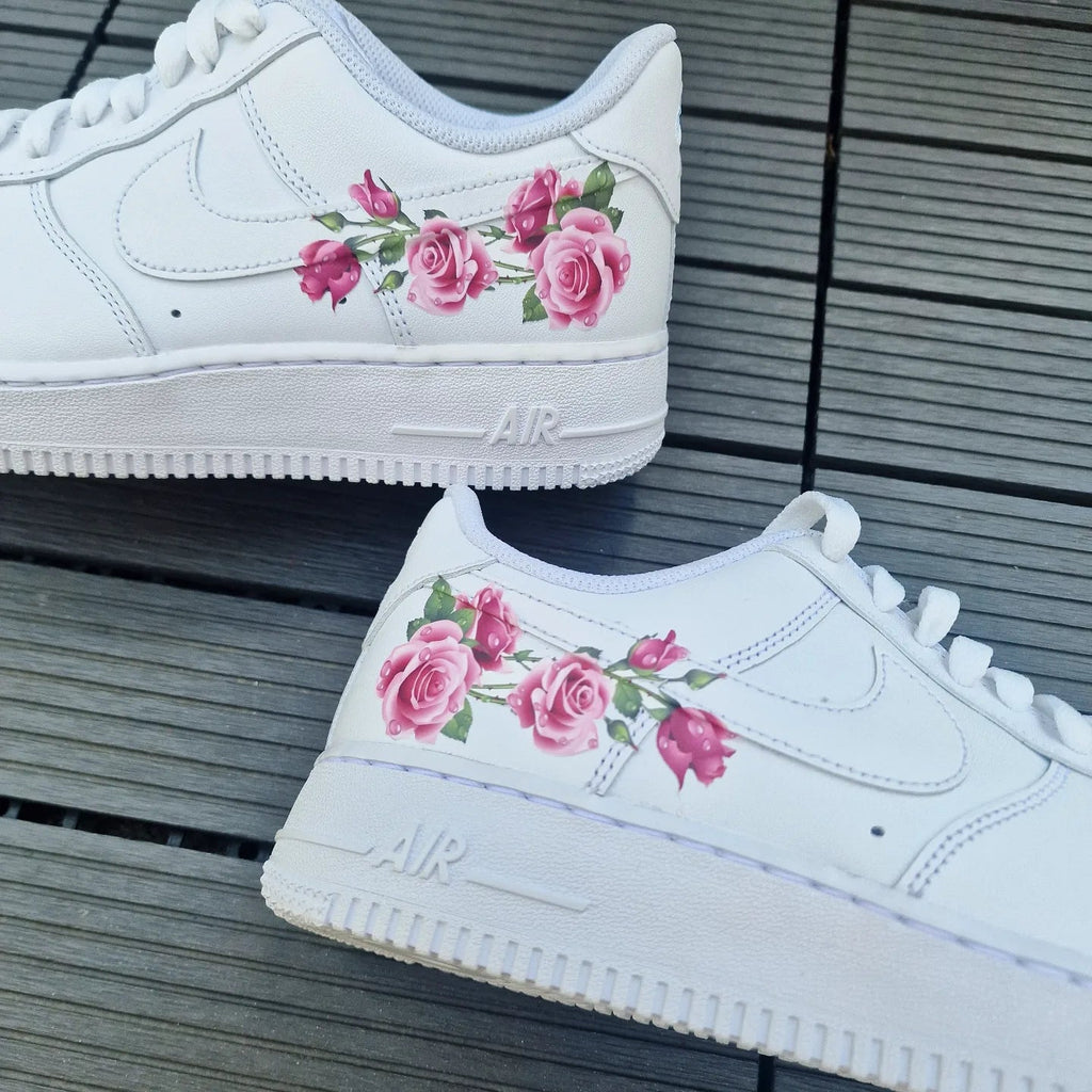 Custom Air Force 1 White With Pink Roses-oicustom