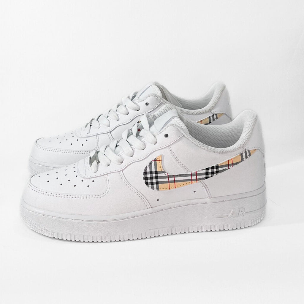 Custom Air Force 1 White With Plaid Pattern-oicustom