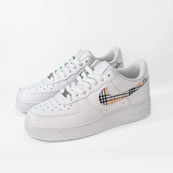 Custom Air Force 1 White With Plaid Pattern-oicustom