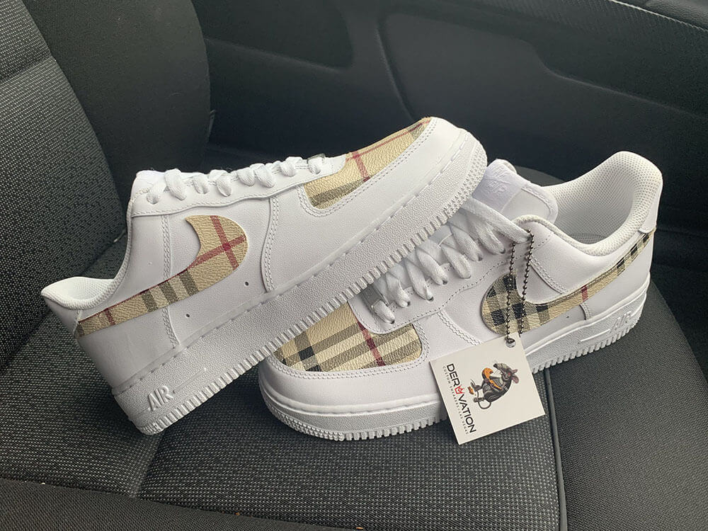 Custom Air Force 1 White With Plaid Pattern-oicustom