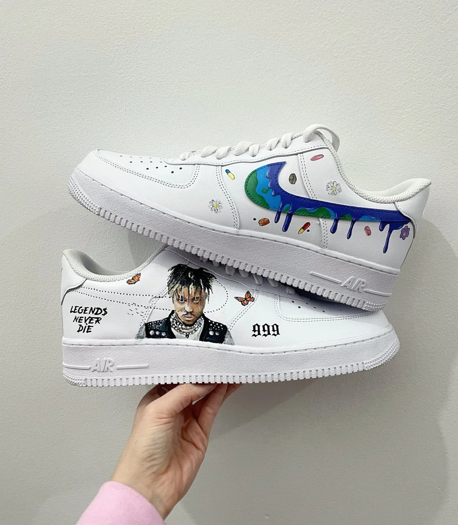 Custom Air Force 1 White With Portrait Butterfly And Drip Logo Patterns-oicustom