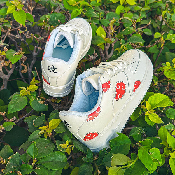 Custom Air Force 1 White With Red Akatsuki Clouds-oicustom
