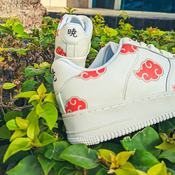 Custom Air Force 1 White With Red Akatsuki Clouds-oicustom