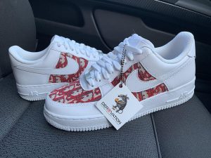 Custom Air Force 1 White With Red Dior Logo Pattern-oicustom