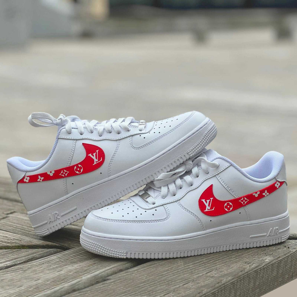 Custom Air Force 1 White With Red LV Logo-oicustom