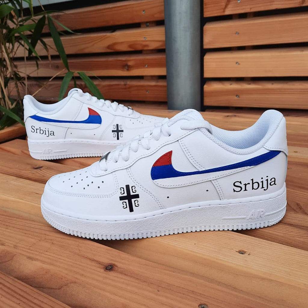 Custom Air Force 1 White With Serbian Symbols And Flag Design-oicustom