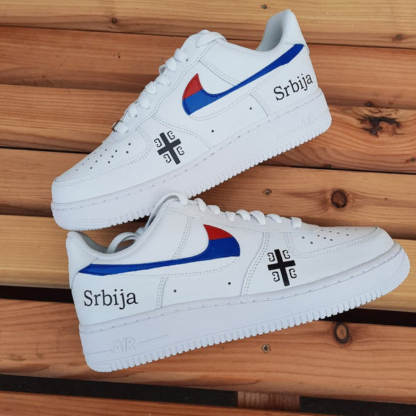 Custom Air Force 1 White With Serbian Symbols And Flag Design-oicustom