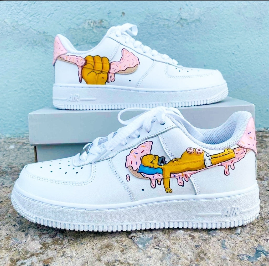 Custom Air Force 1 White With The Simpsons Cartoon Pattern-oicustom