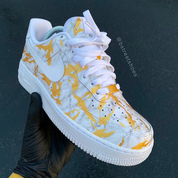 Custom Air Force 1 White With Yellow Camouflage Pattern-oicustom