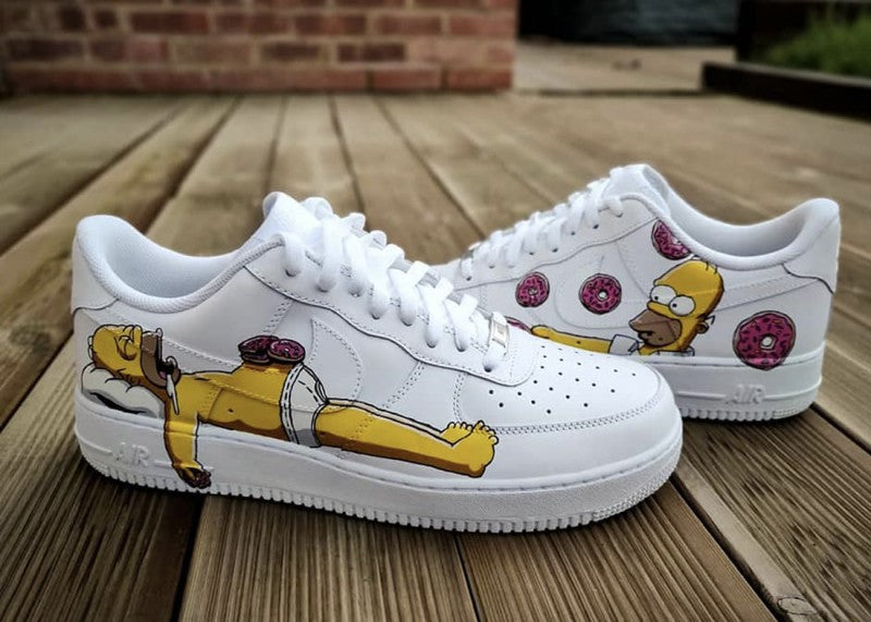 Custom Air Force 1 White Yellow Pink The Simpsons Pattern-oicustom