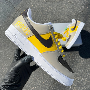 Custom Air Force 1 Yellow And Gray With Padres Logo-oicustom