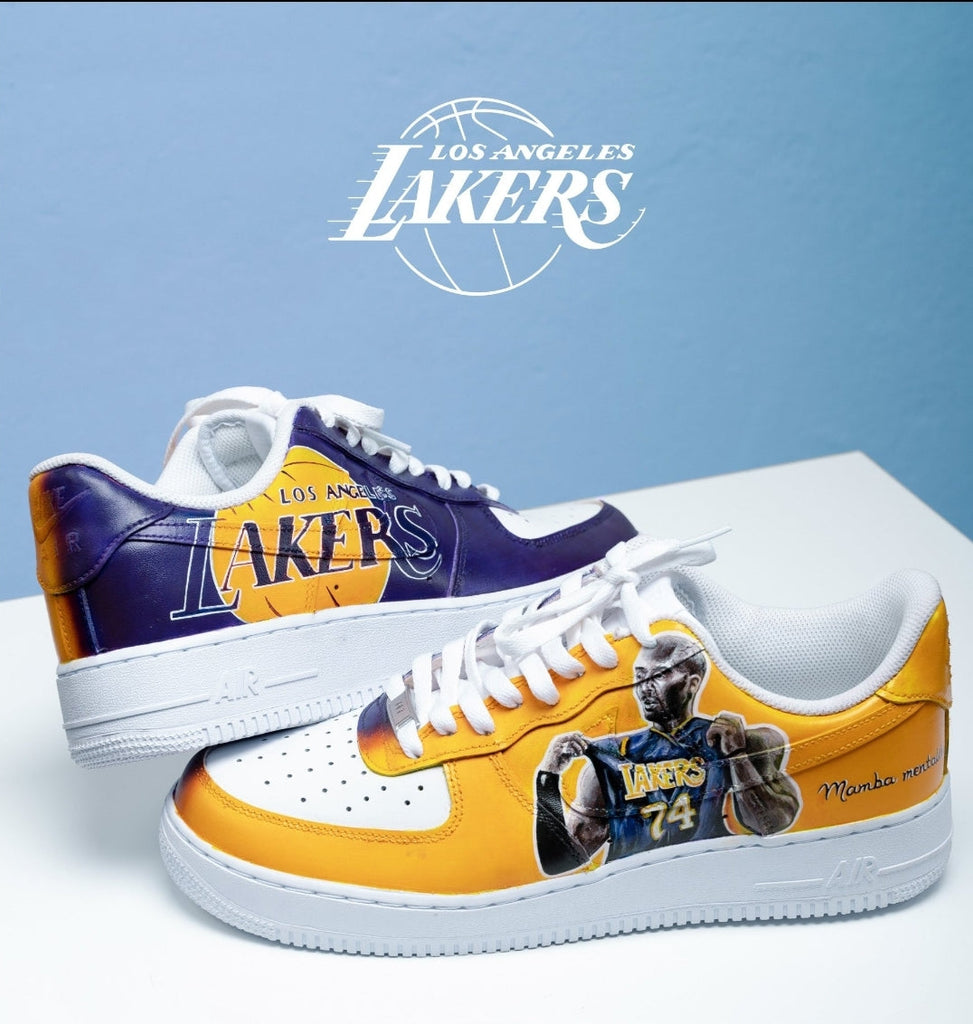Custom Air Force 1 Yellow Purple Lakers And Kobe Bryant Graphic-oicustom