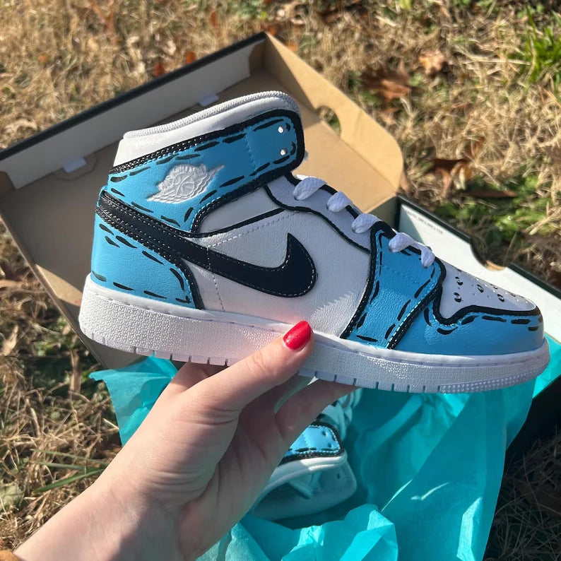 Custom Air Jordan 1 Baby Blue Cartoon-oicustom