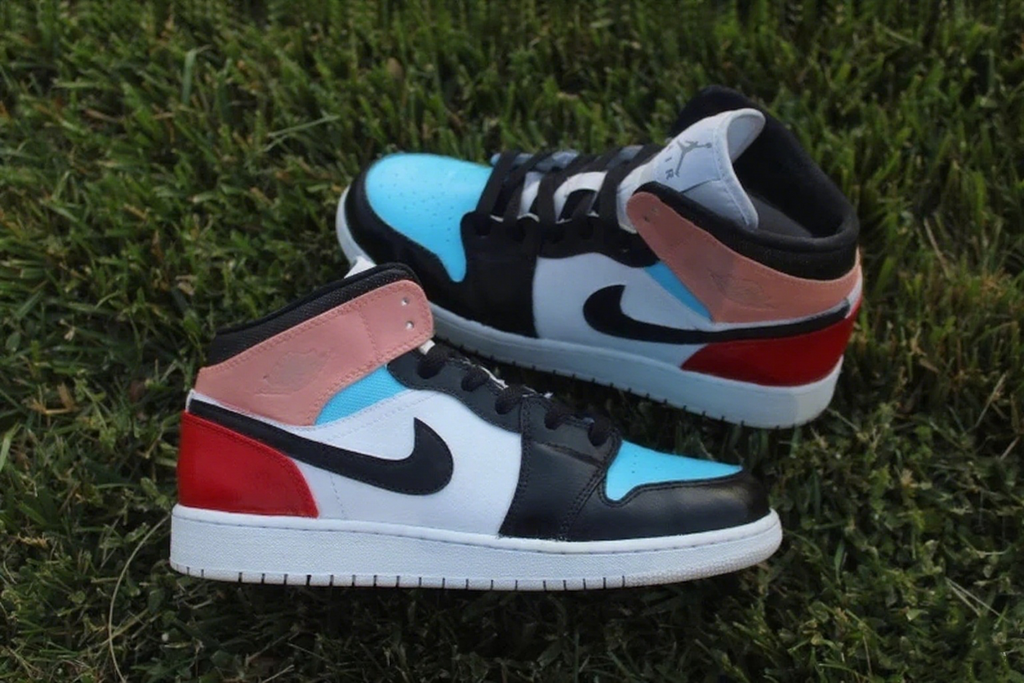 Custom Air Jordan 1 Baby Blue Pink Black Red Color - Blocked-oicustom