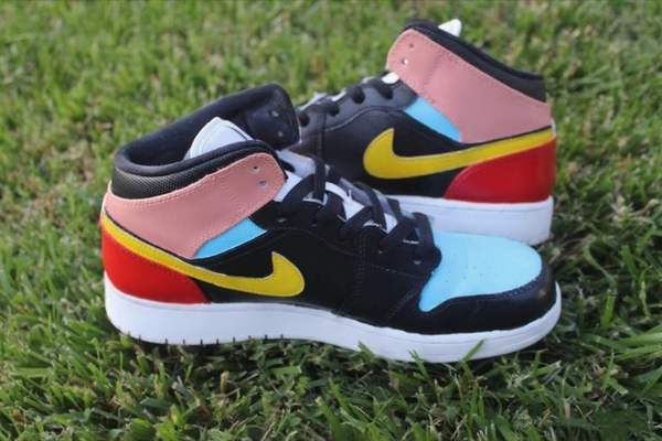 Custom Air Jordan 1 Baby Blue Pink Black Red Color - Blocked-oicustom