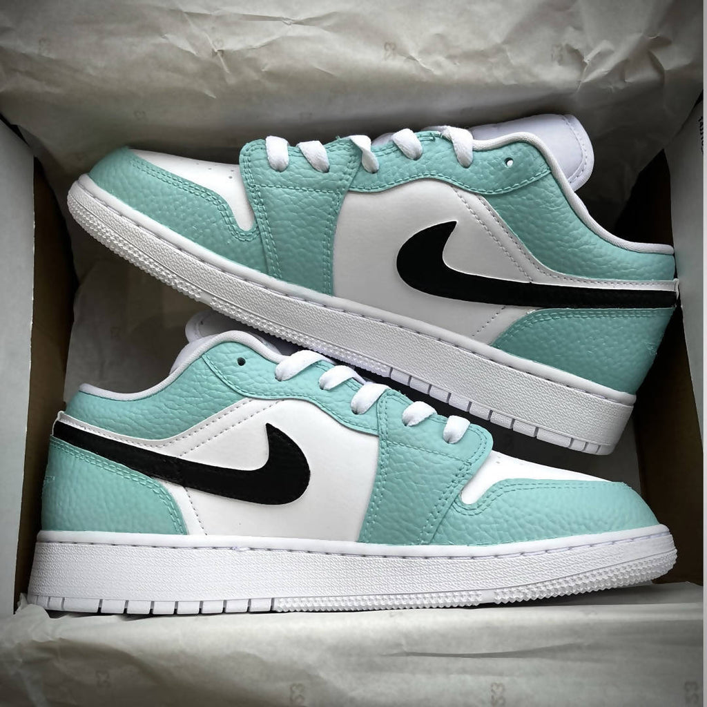 Custom Air Jordan 1 Blue And White With Black Swoosh-oicustom
