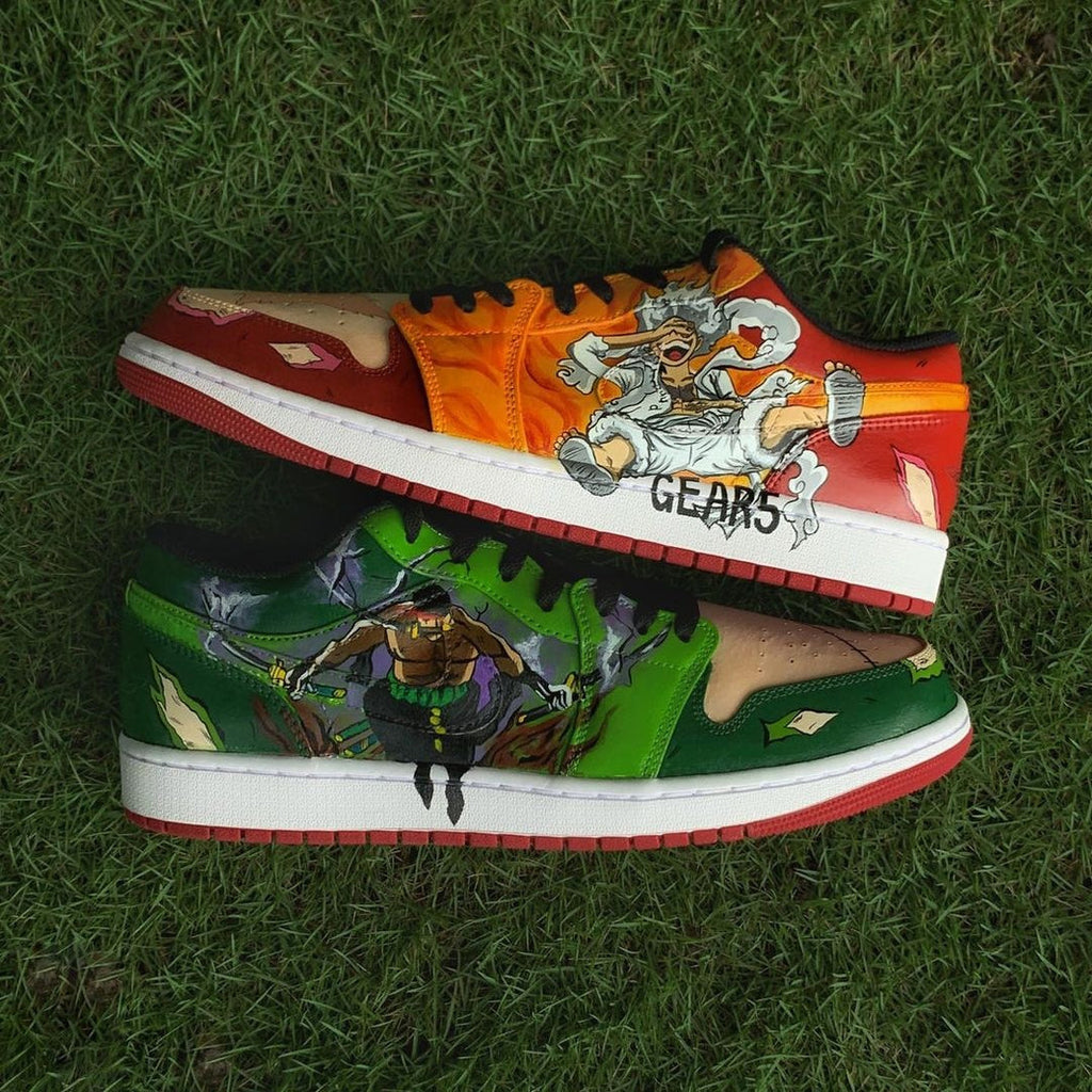 Custom Air Jordan 1 Red Green One Piece Theme-oicustom
