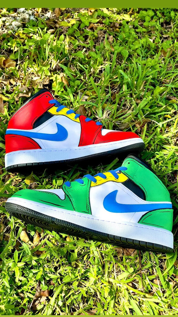 Custom Air Jordan 1 Red Green White Mario Theme-oicustom