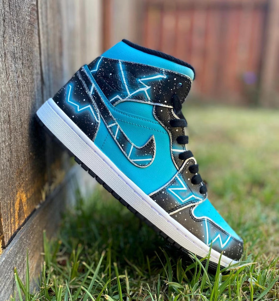 Custom Air Jordan 1 Teal Starry Pattern-oicustom