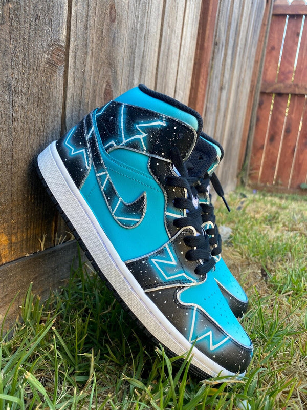 Custom Air Jordan 1 Teal Starry Pattern-oicustom