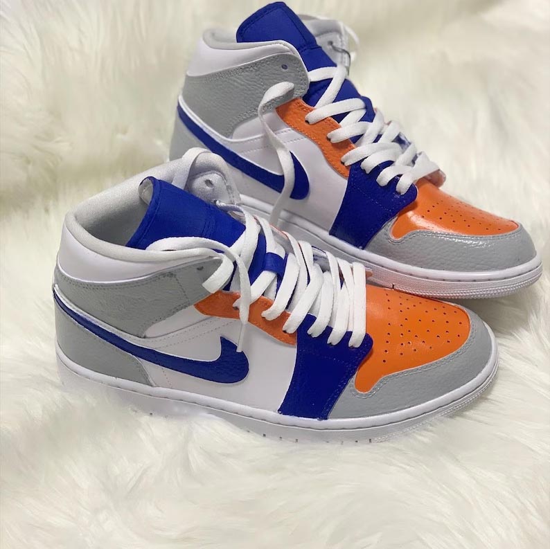 Custom Air Jordan 1 White Blue Orange-oicustom