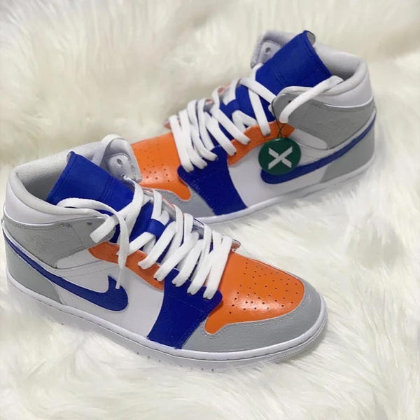 Custom Air Jordan 1 White Blue Orange-oicustom