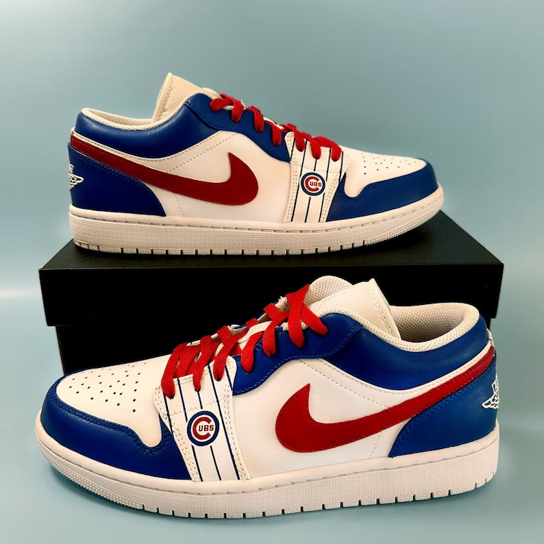 Custom Air Jordan 1 White Blue Red Cubs Theme-oicustom