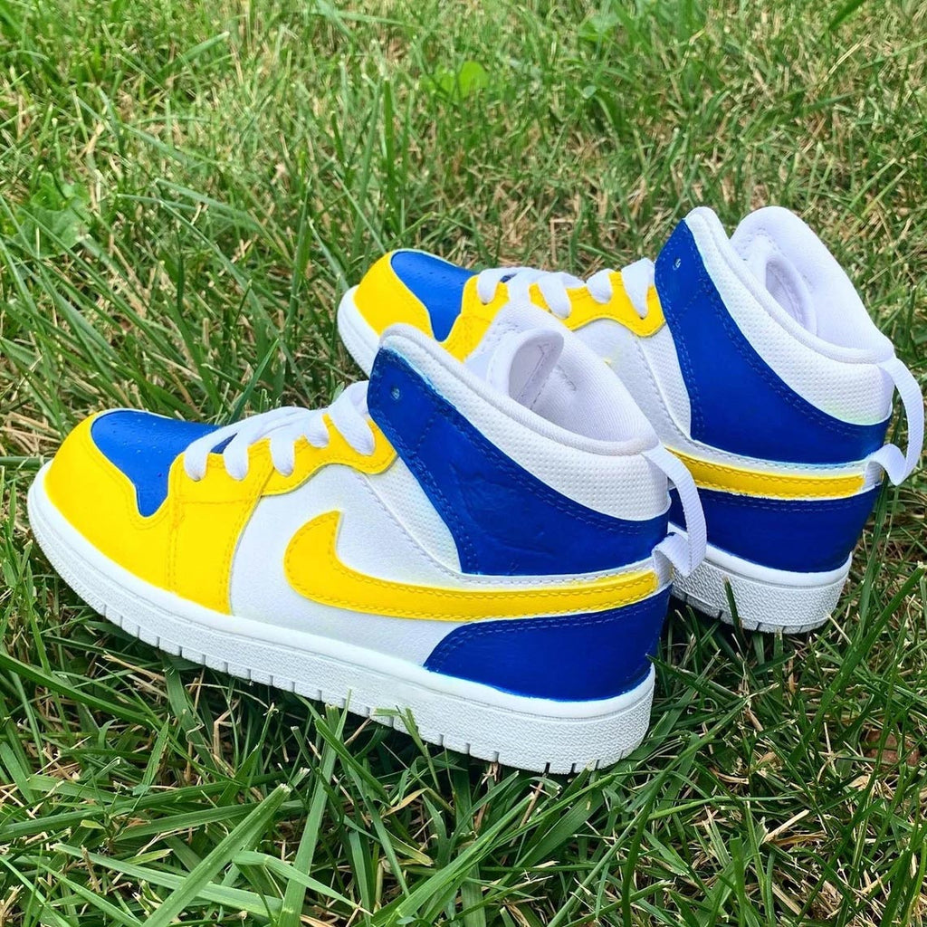 Custom Air Jordan 1 White Blue Yellow-oicustom