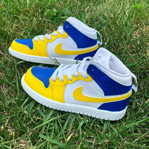 Custom Air Jordan 1 White Blue Yellow-oicustom