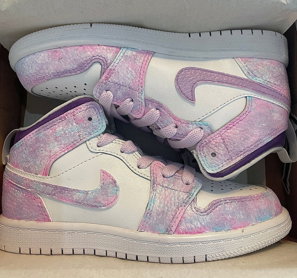 Custom Air Jordan 1 White Pink Purple Tie Dye Pattern-oicustom