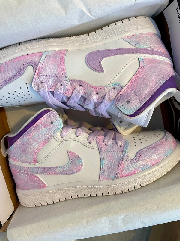 Custom Air Jordan 1 White Pink Purple Tie Dye Pattern-oicustom