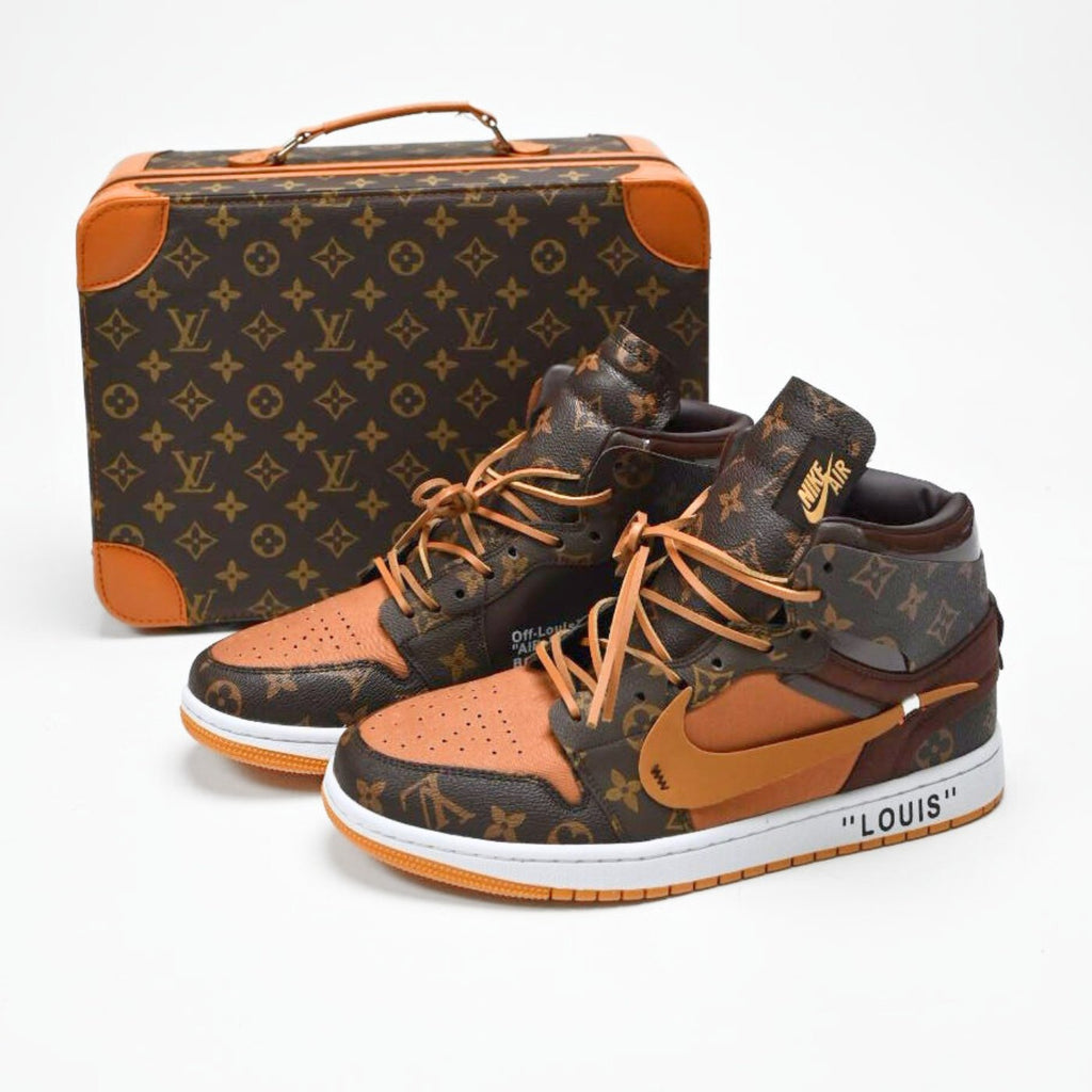 Custom Air Jordans Travis Scott Brown Orange LV-oicustom