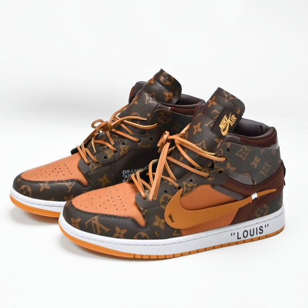 Custom Air Jordans Travis Scott Brown Orange LV-oicustom