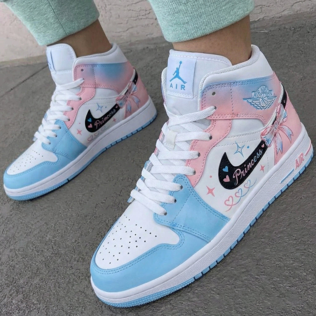 Custom AJ 1s Shoes Baby Blue Baby Pink Princess Theme-oicustom