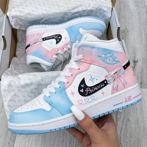Custom AJ 1s Shoes Baby Blue Baby Pink Princess Theme-oicustom