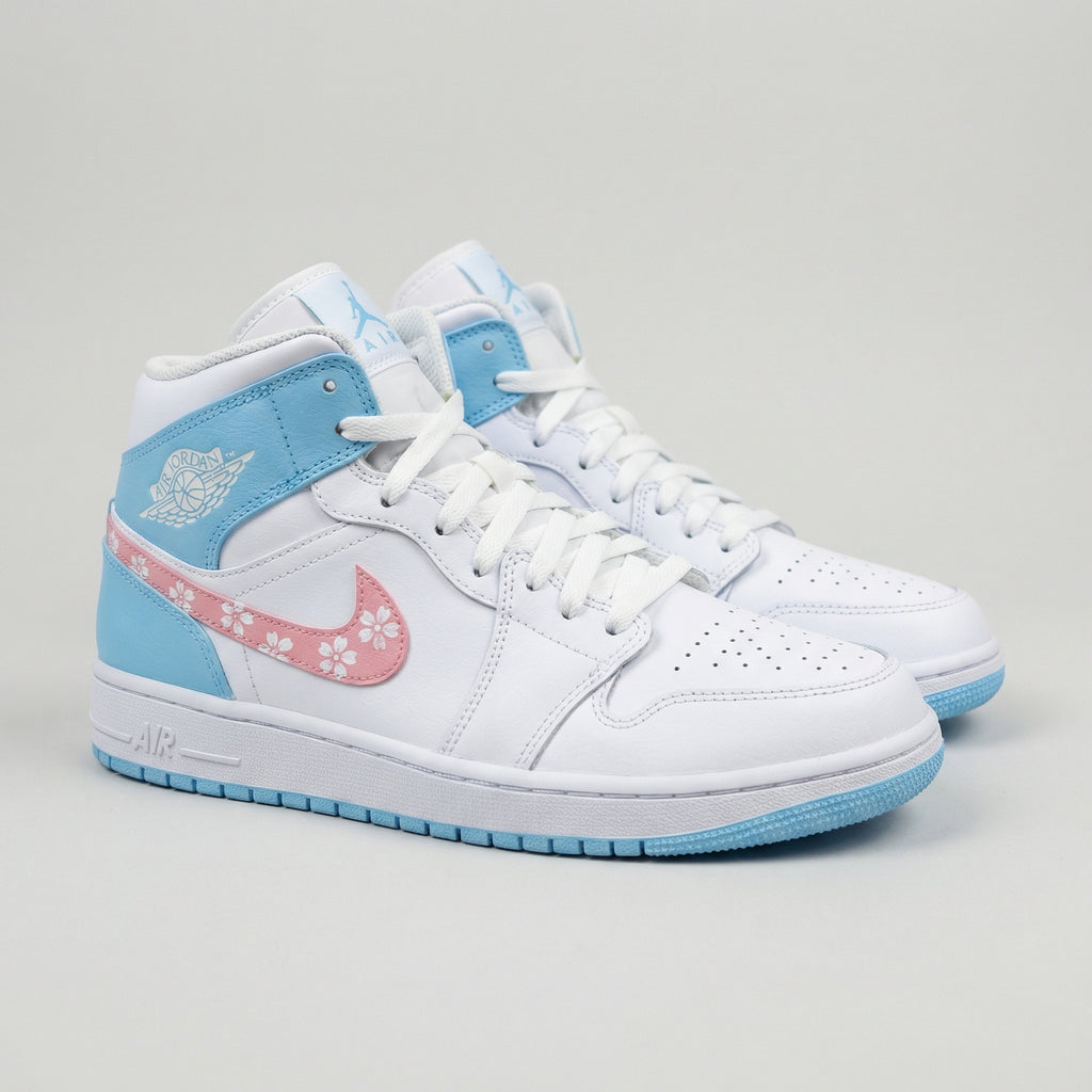 Custom AJ 1s Shoes Baby Blue Pink Cherry Blossom-oicustom