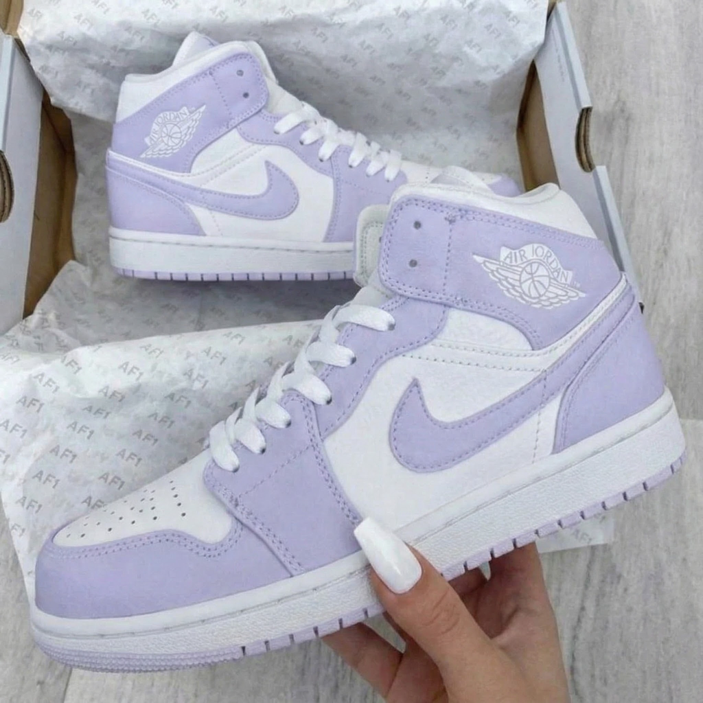Custom AJ 1s Shoes Baby Lavender White Design-oicustom