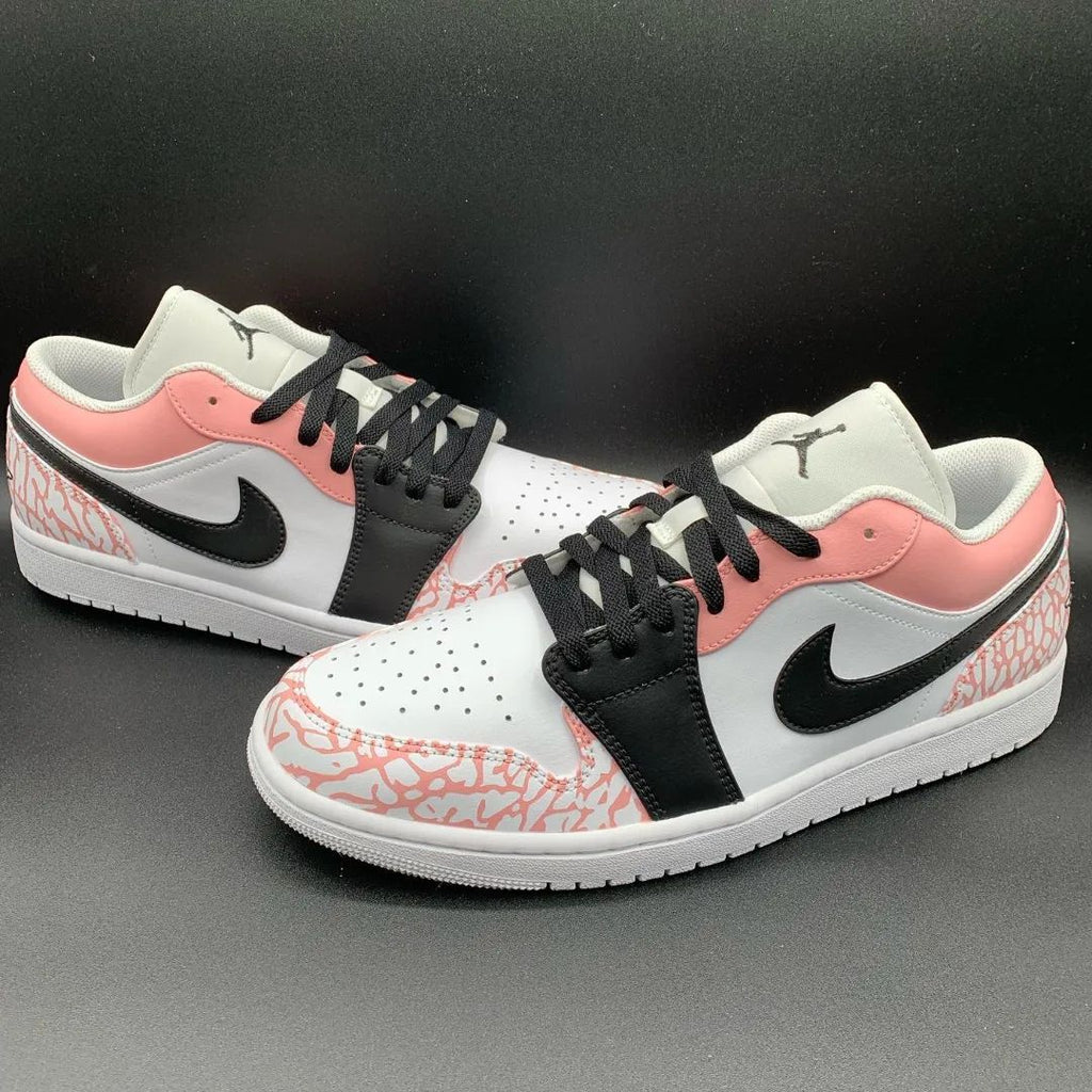 Custom AJ 1s Shoes Baby Pink and Black Fracture Texture-oicustom