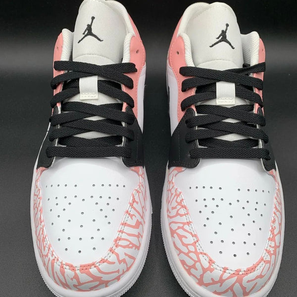 Custom AJ 1s Shoes Baby Pink and Black Fracture Texture-oicustom