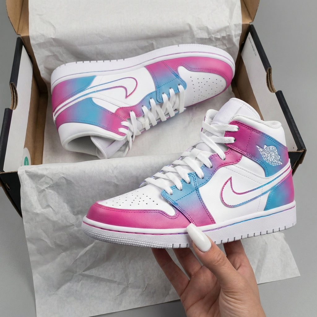 Custom AJ 1s Shoes Baby Pink Baby Blue Gradient-oicustom