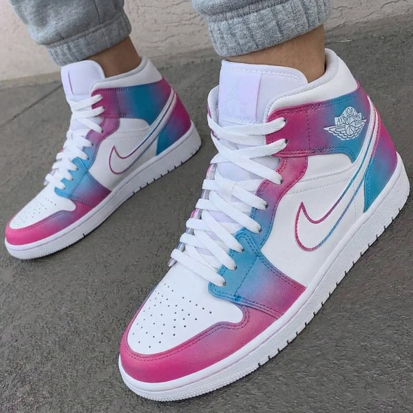 Custom AJ 1s Shoes Baby Pink Baby Blue Gradient-oicustom